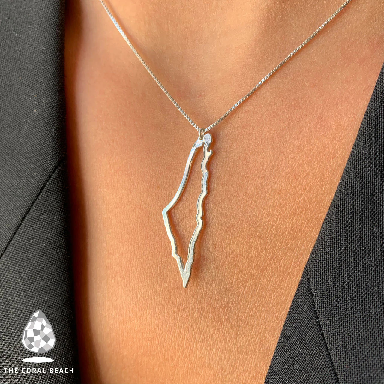 Palestine map necklace