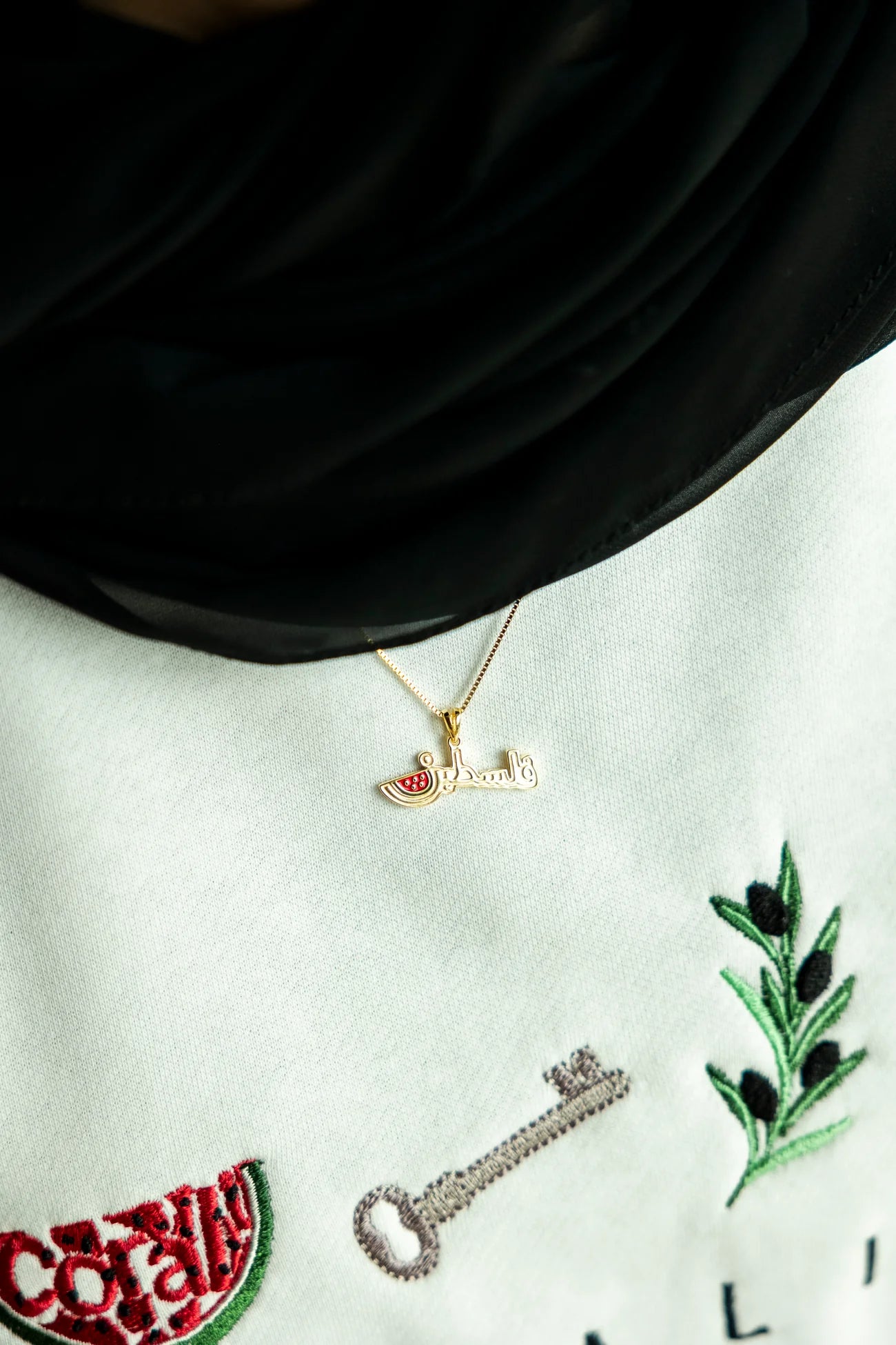 Palestine Arabic watermelon necklace