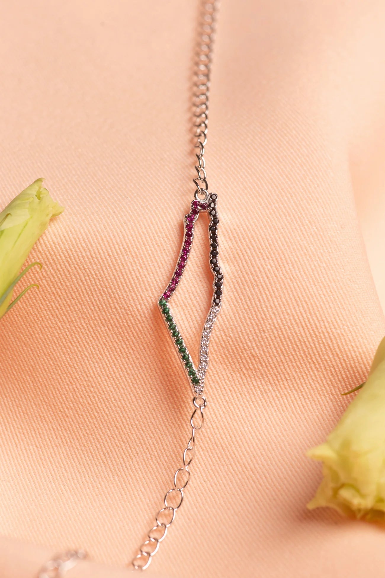Palestine map with colored stones bracelet