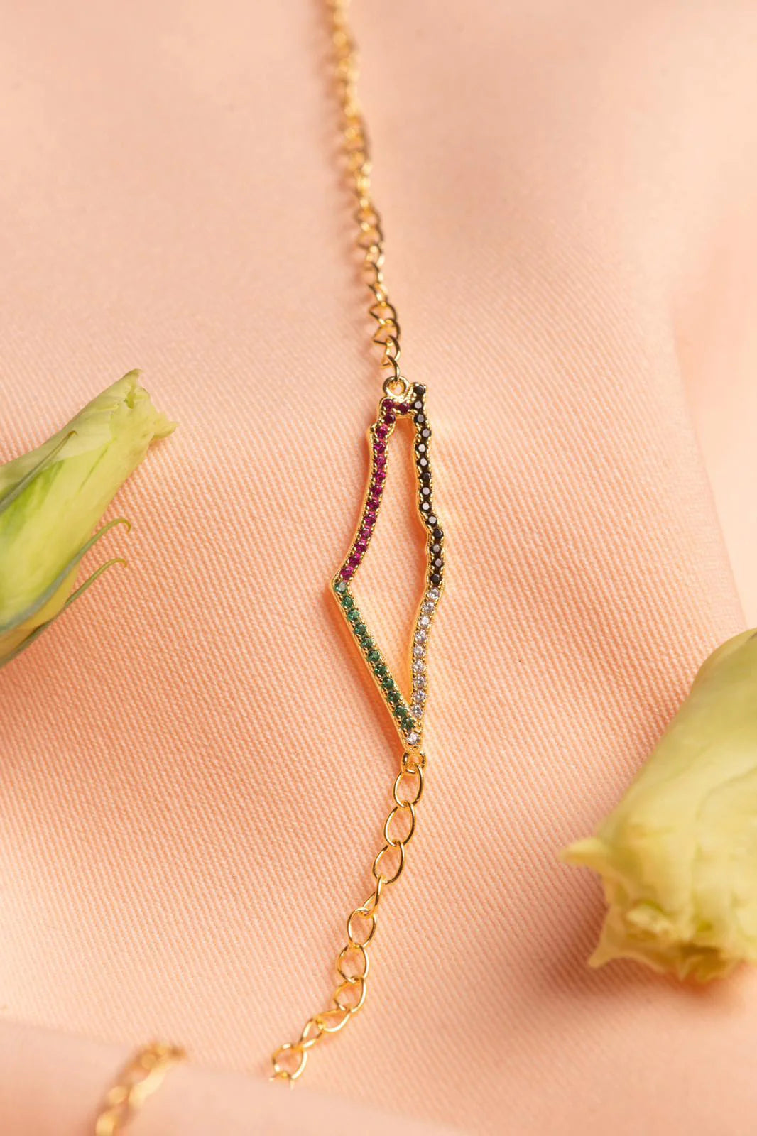 Palestine map with colored stones bracelet