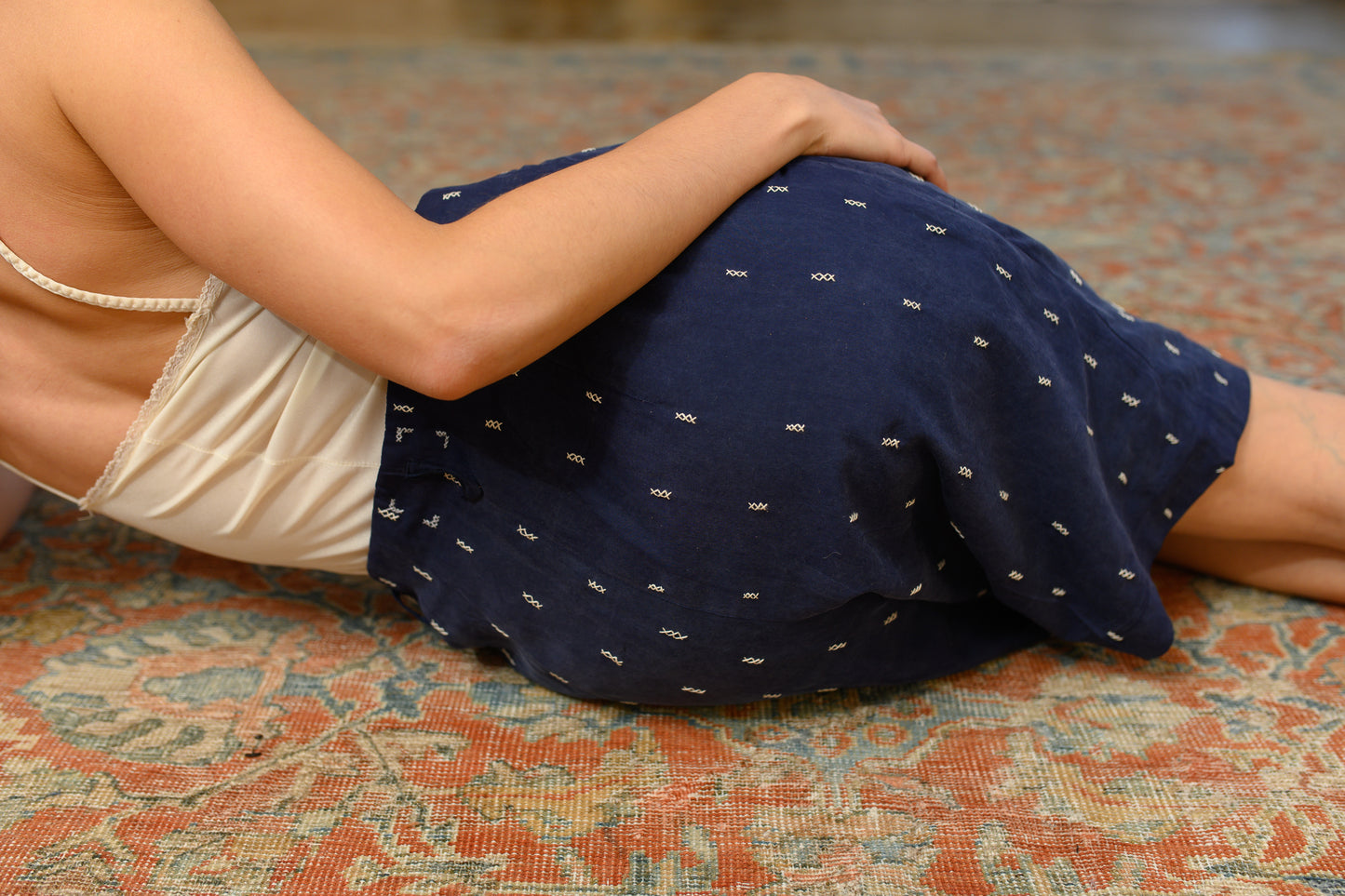 Beit Amal Tatreez silk shorts