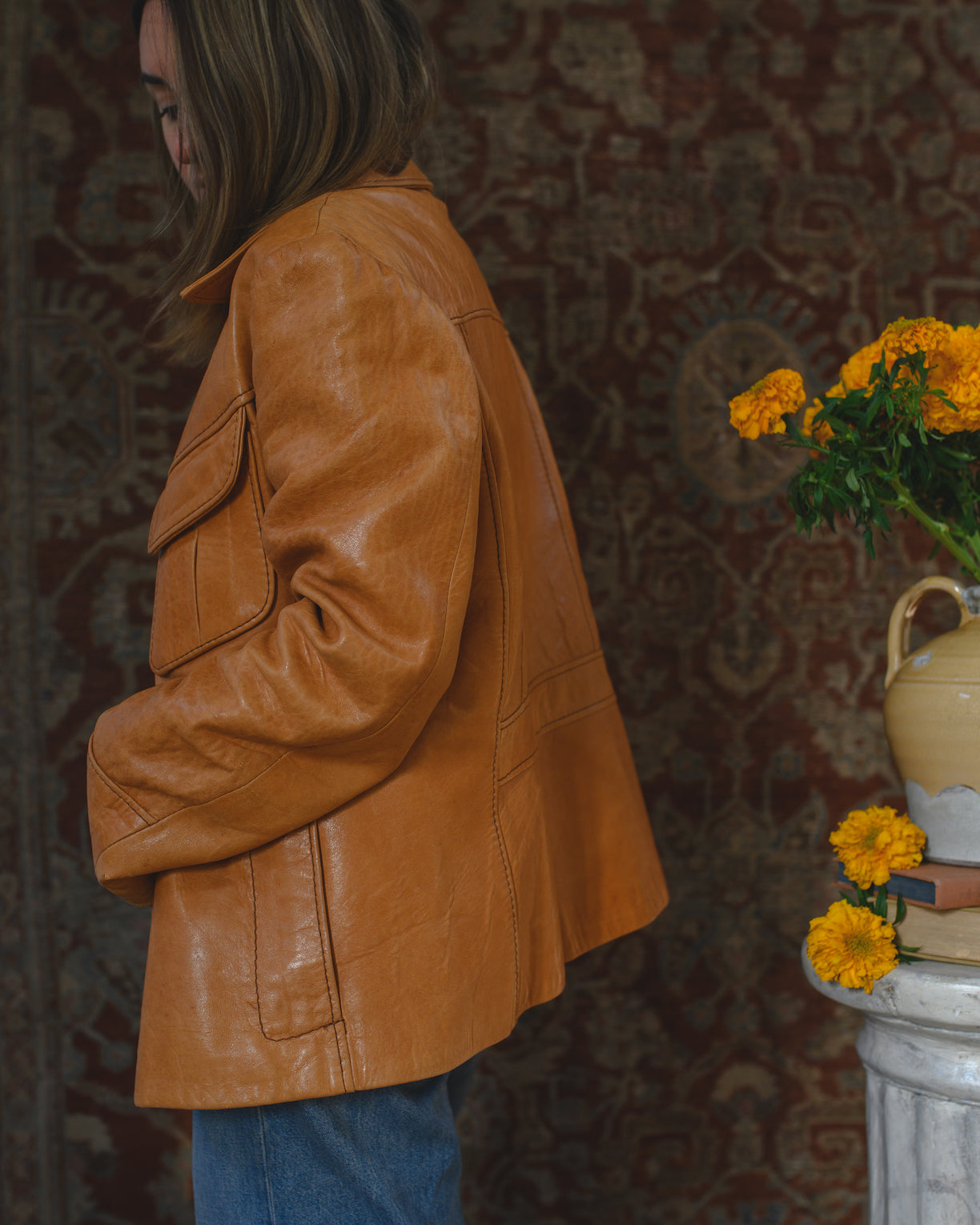 Tesoro vintage camel leather jacket
