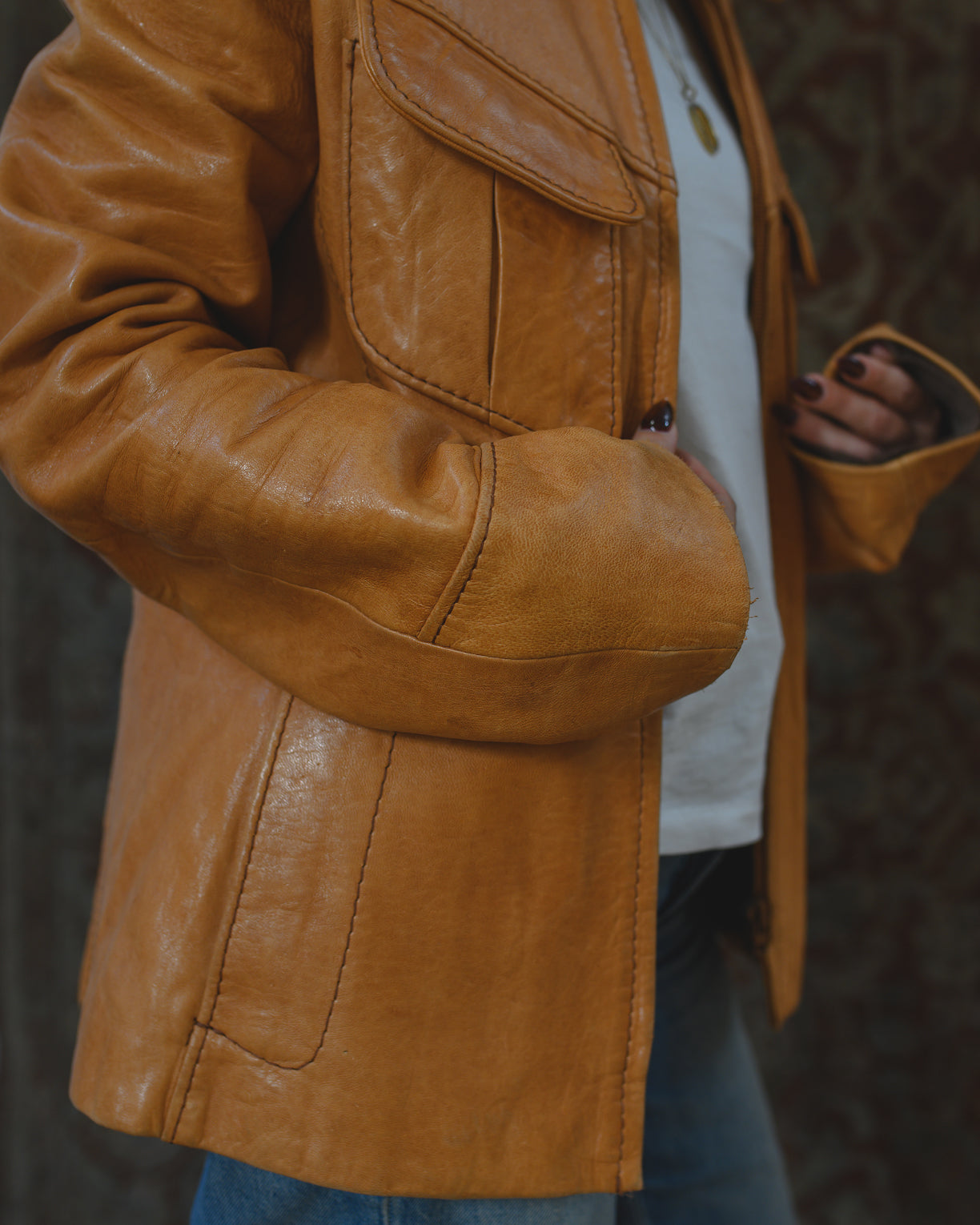 Tesoro vintage camel leather jacket