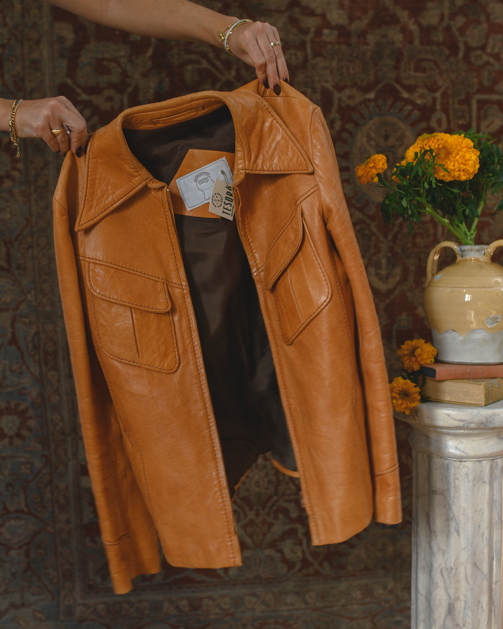 Tesoro vintage camel leather jacket