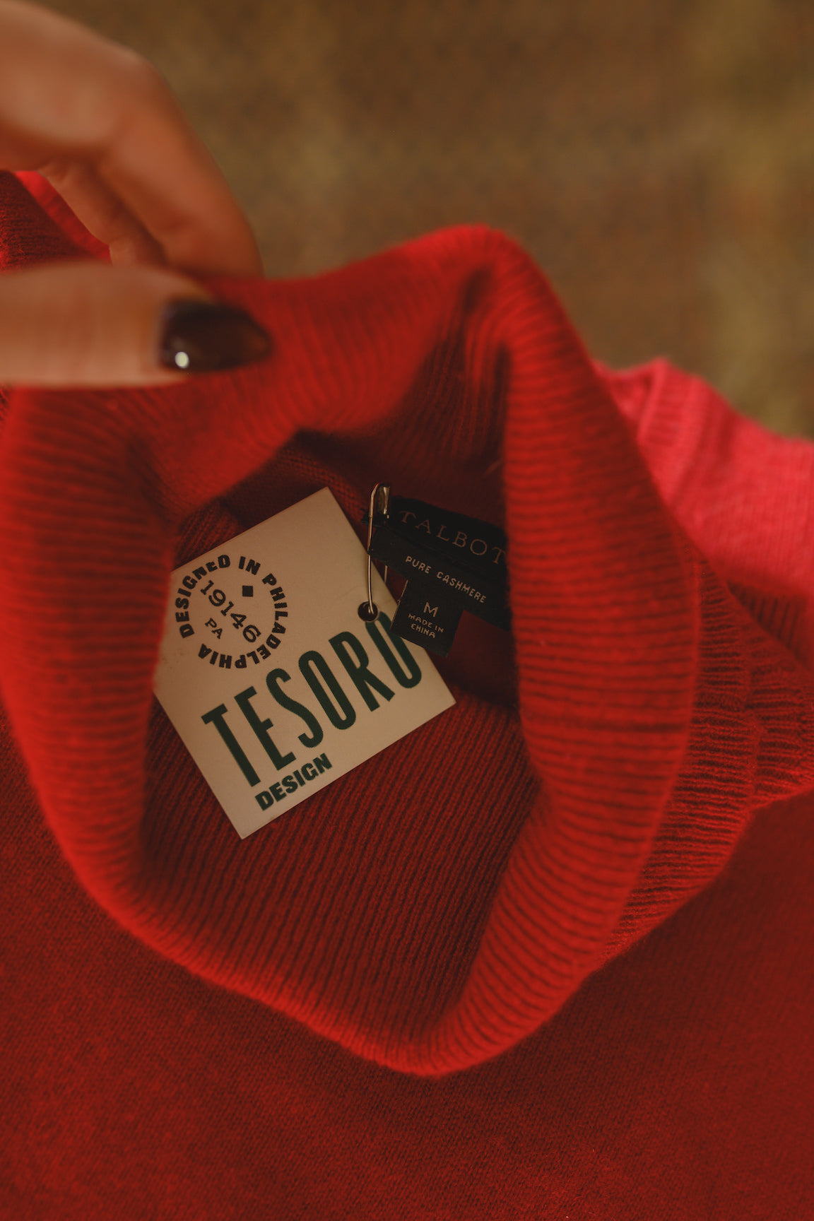 Tesoro vintage red cashmere turtleneck