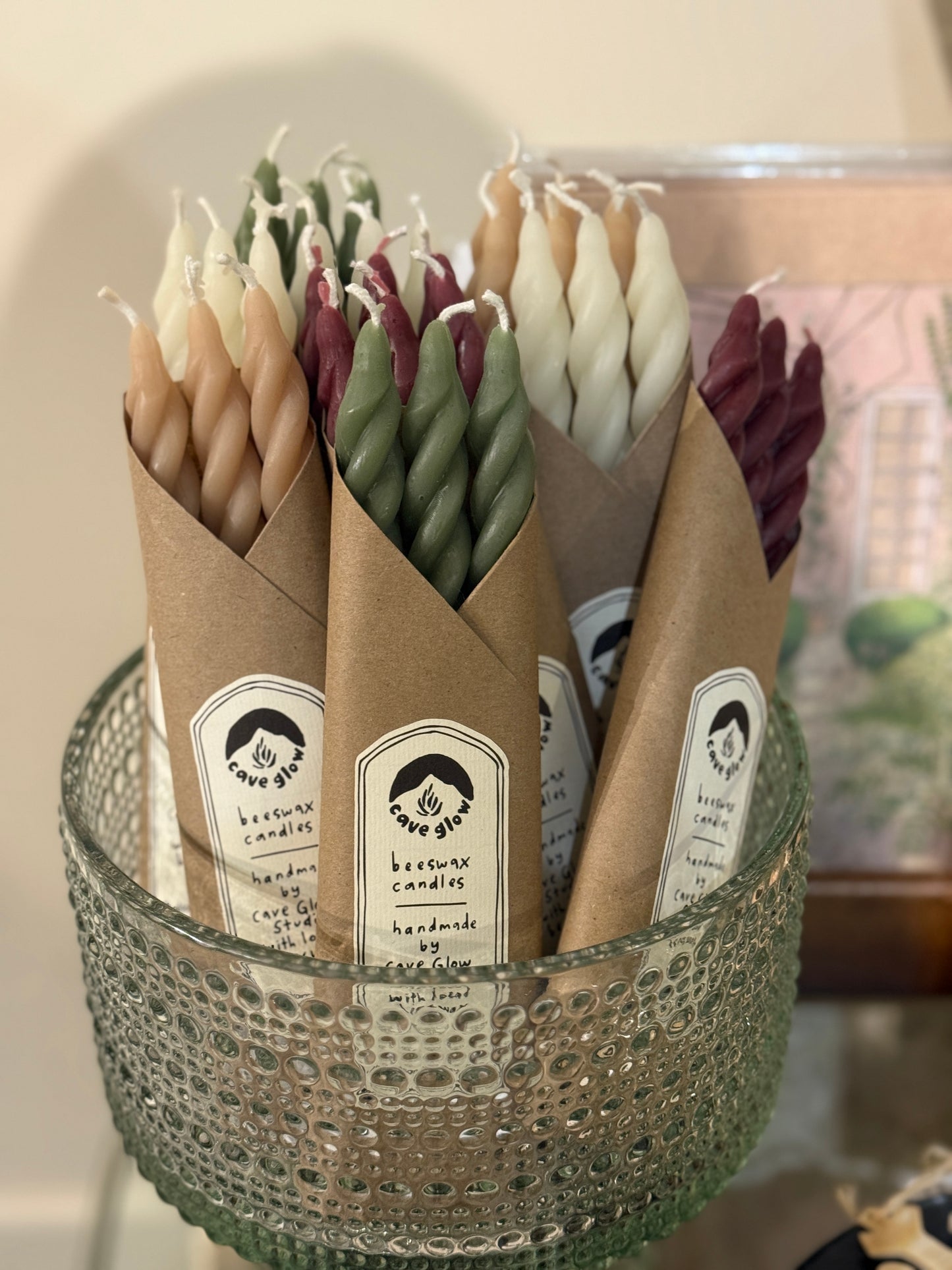 Cave Glow Studio Beeswax Taper Candles Set of 3