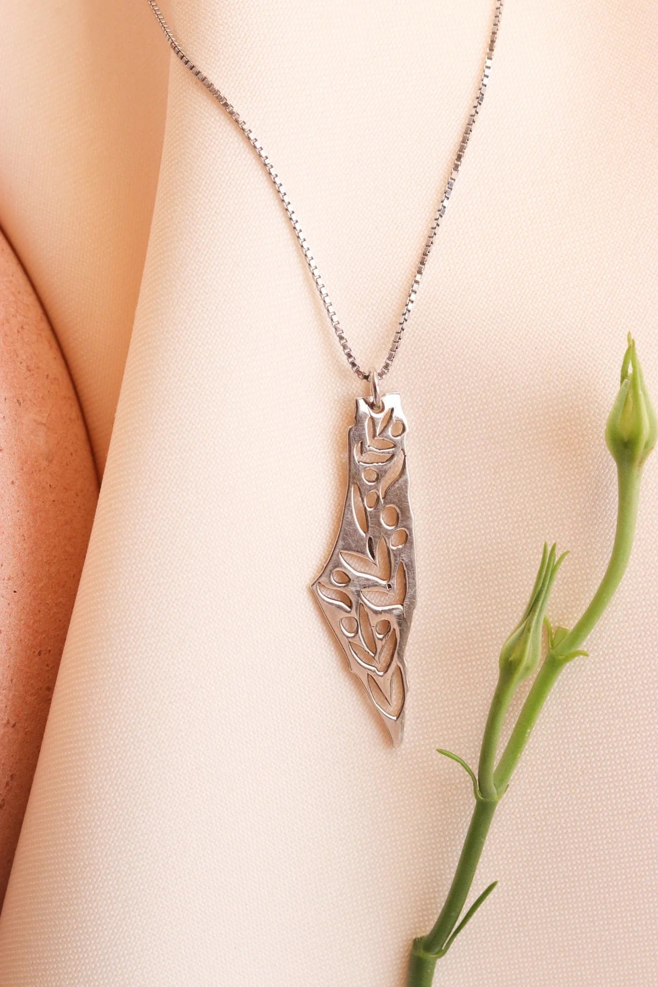 Palestine Olives map necklace