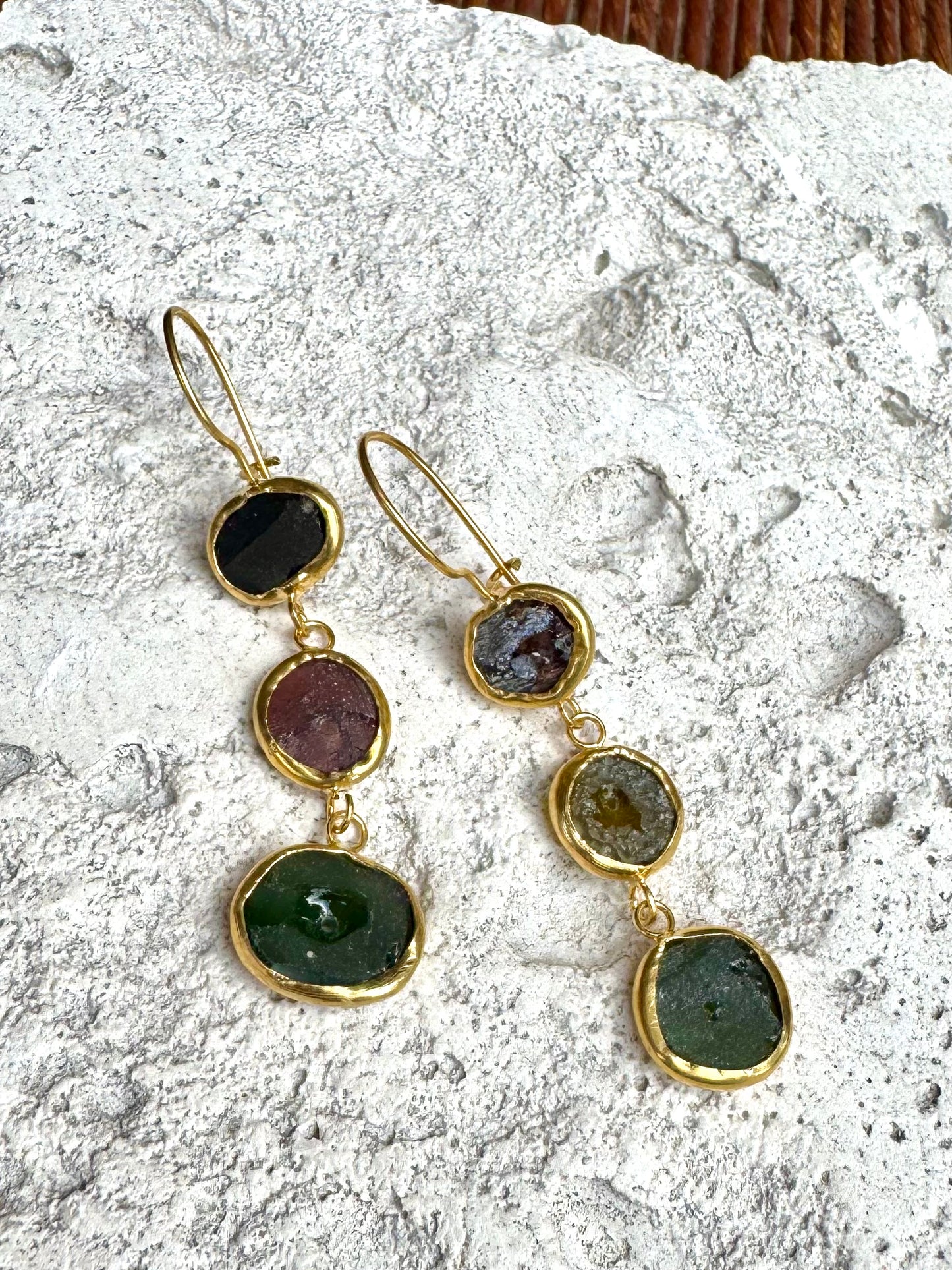 Afghani Button glass MC earring