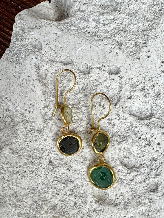 Afghani Button glass MC earring