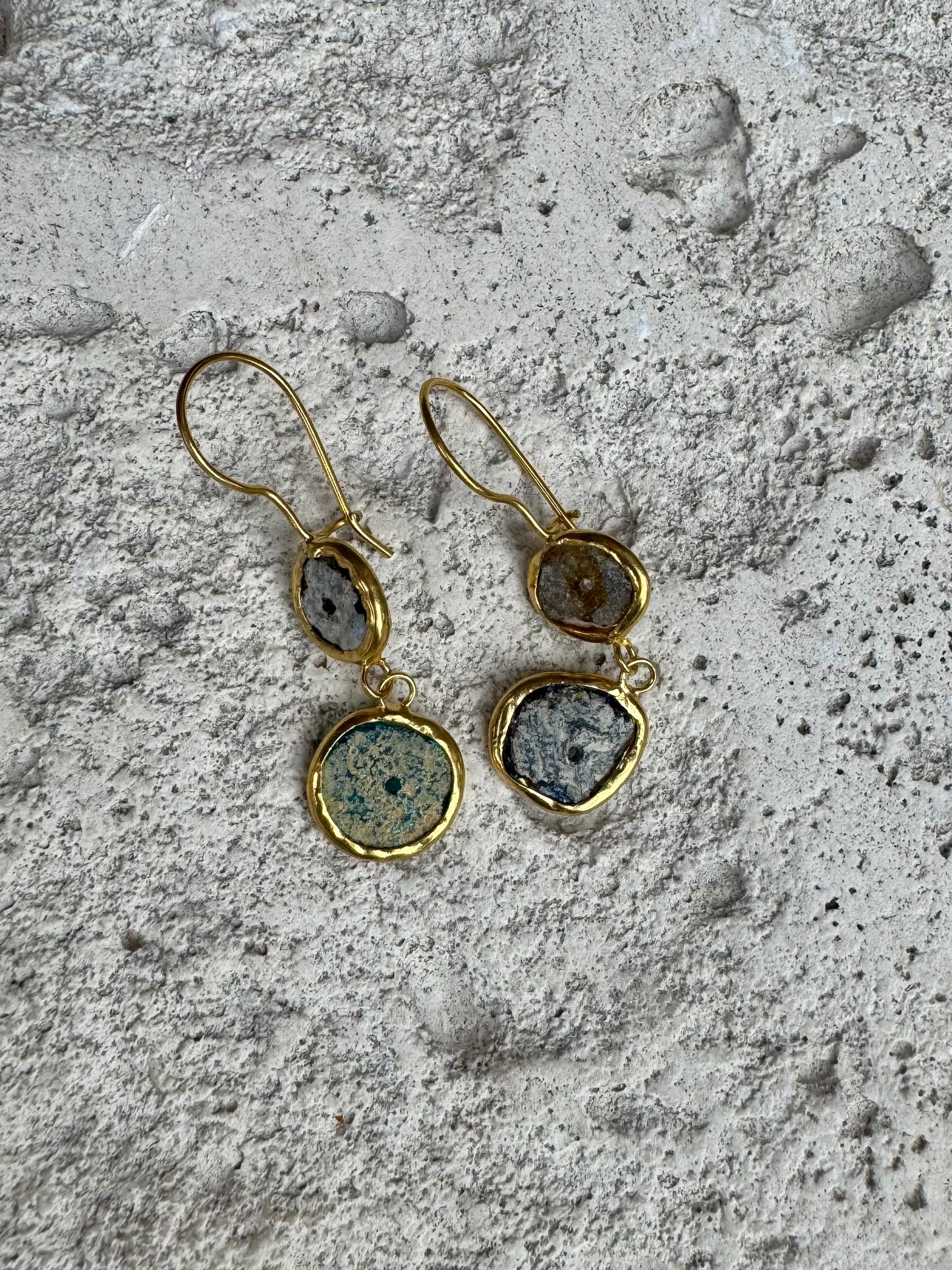 Afghani Button glass MC earring