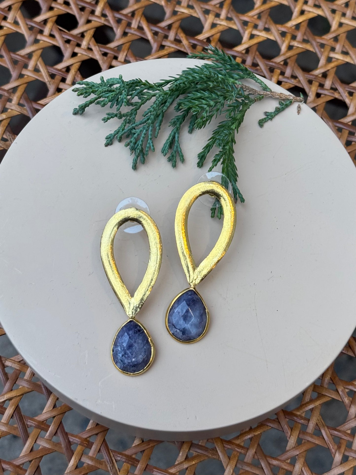 Teardrop glass MC earring